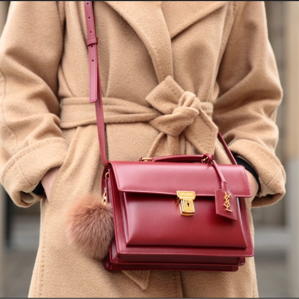 Yves St Laurent High School Box Bag - Red Leather Shoulder or Handle Bag